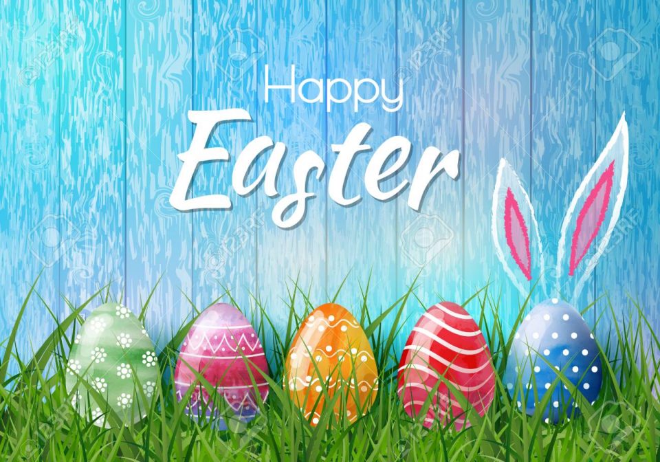 93944638 Happy Easter Background With Realistic Easter Eggs Easter Card