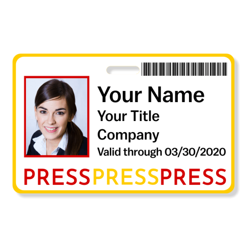 Colorful Barcoded Press Pass Id Badge