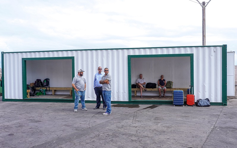 Bruce Visists Container Waiting Area At Harbor