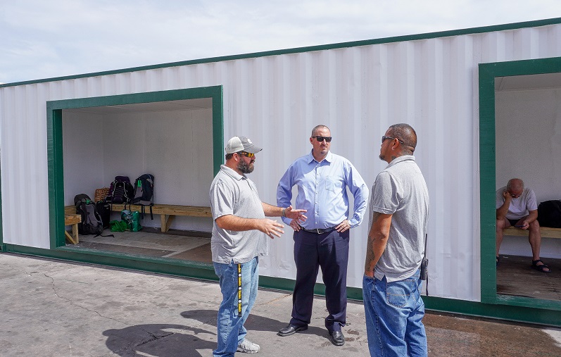 Bruce Visists Container Waiting Area At Harbor 01