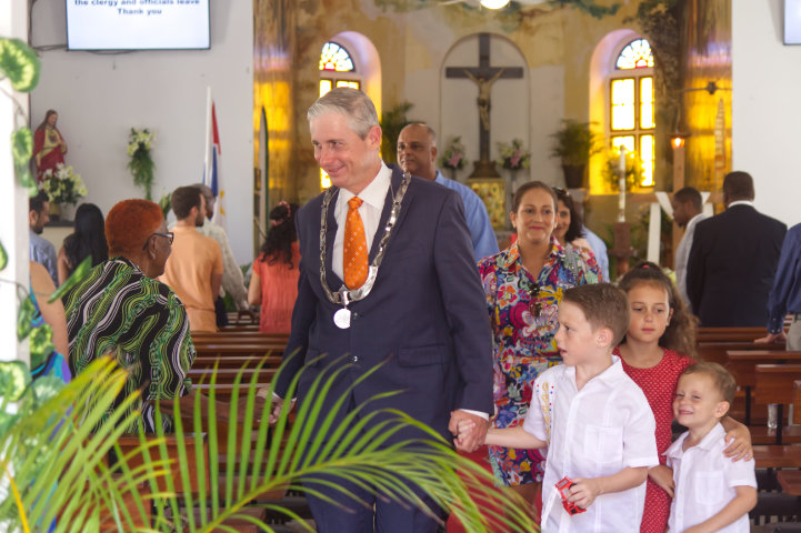 Governor Johnathan Johnson And Family Inside Sacred Heart Church