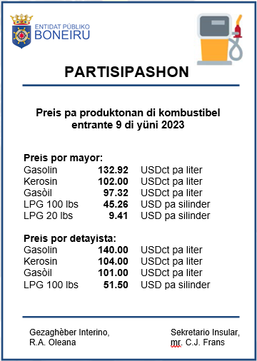 20230608 Brandstofprijzen Per 9 Juni Pap