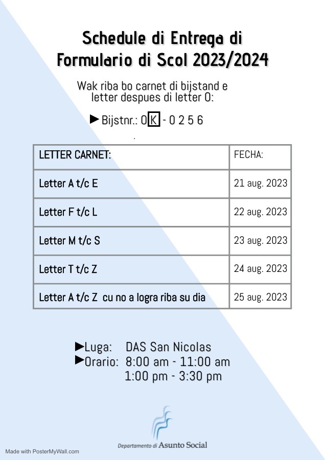 Schedule Di Entrega Di Formulario Di Scol 2023 2024