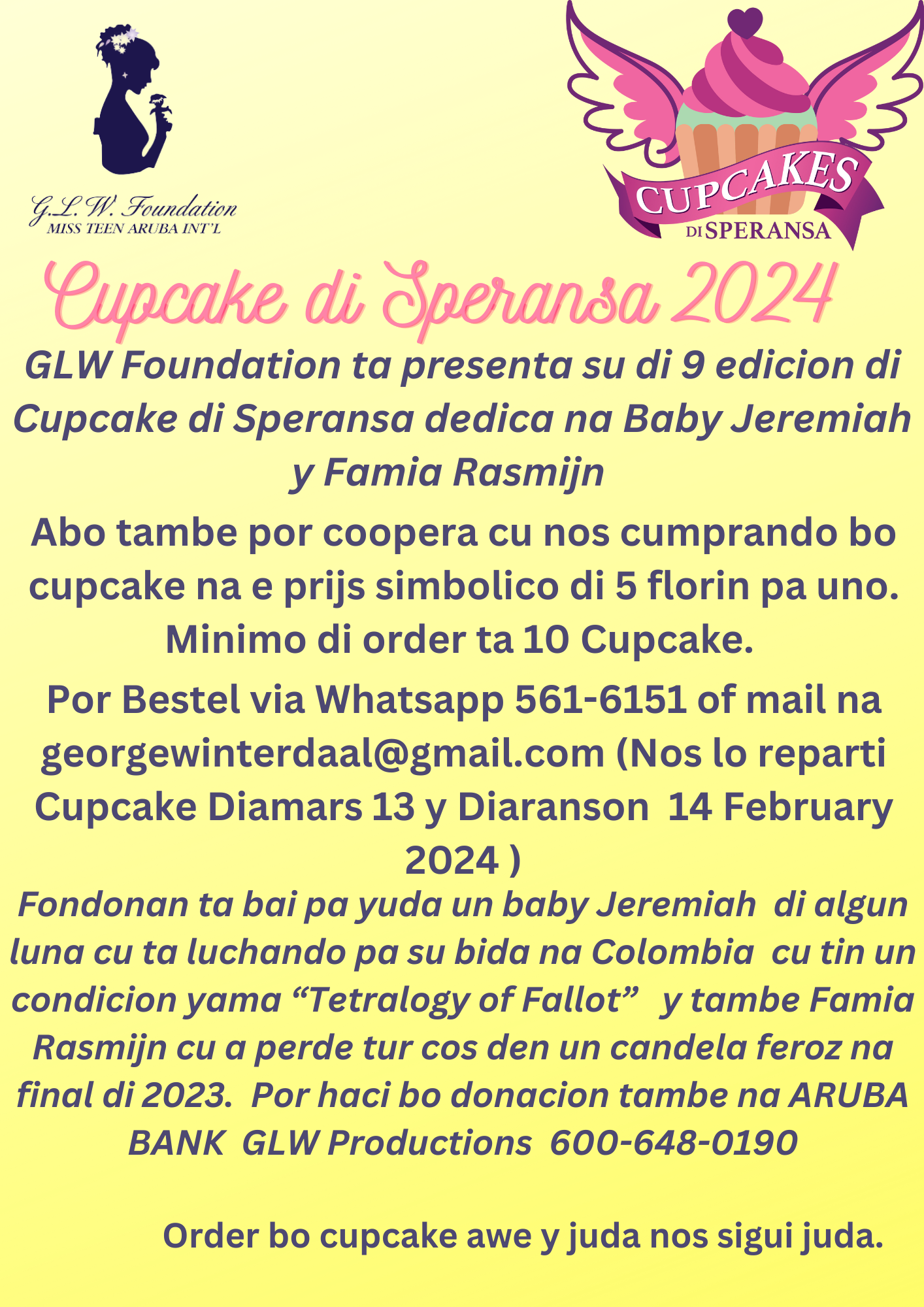 Cupcake Di Speranza 2024 Dedica Na Baby Jeremiah Y Famia Rasmijn33